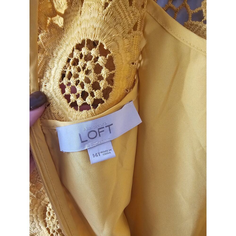 Loft yellow sunflower crochet lace dress sz 14 tall new - Picture 6 of 8
